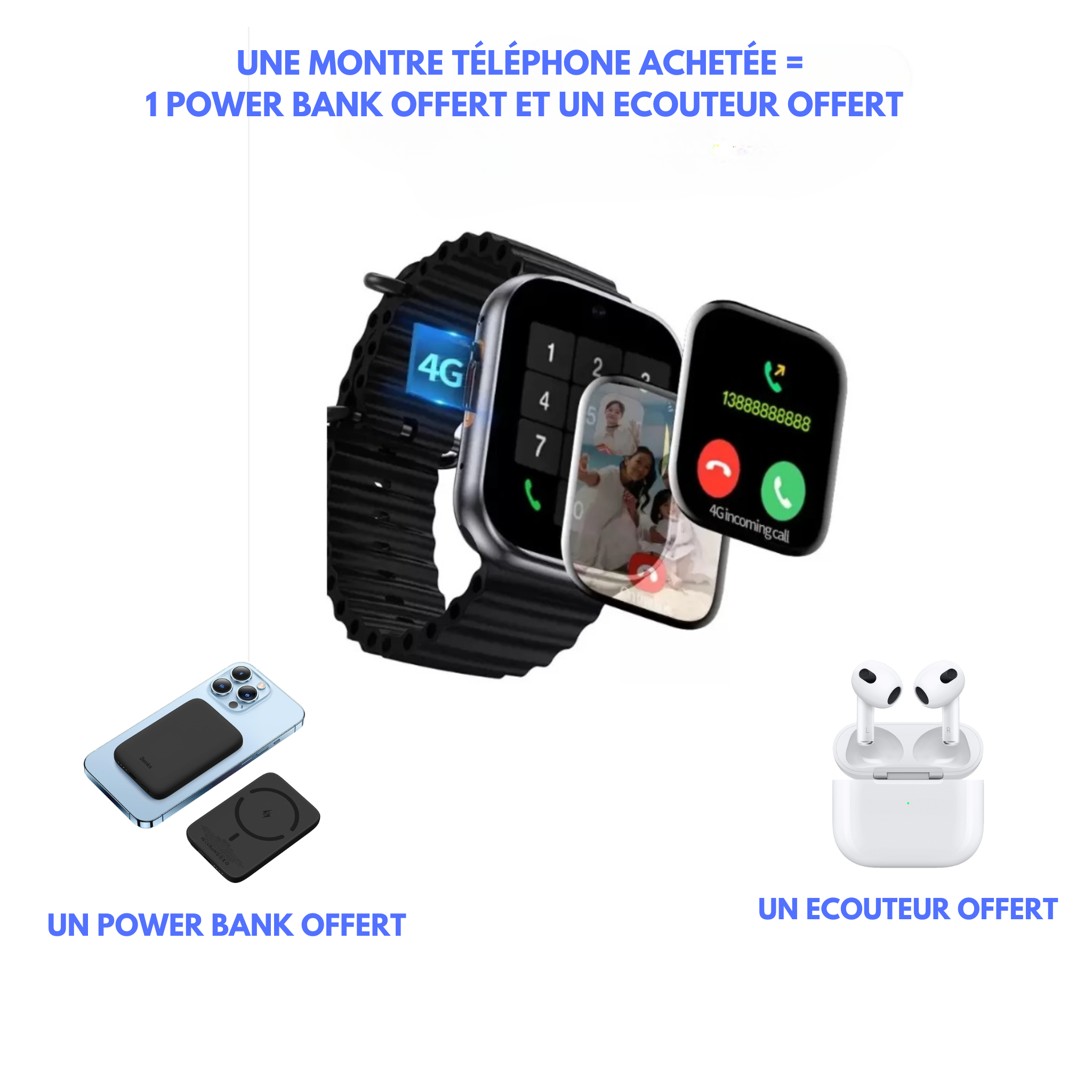 Téléphone montre 4G qui prend SIM